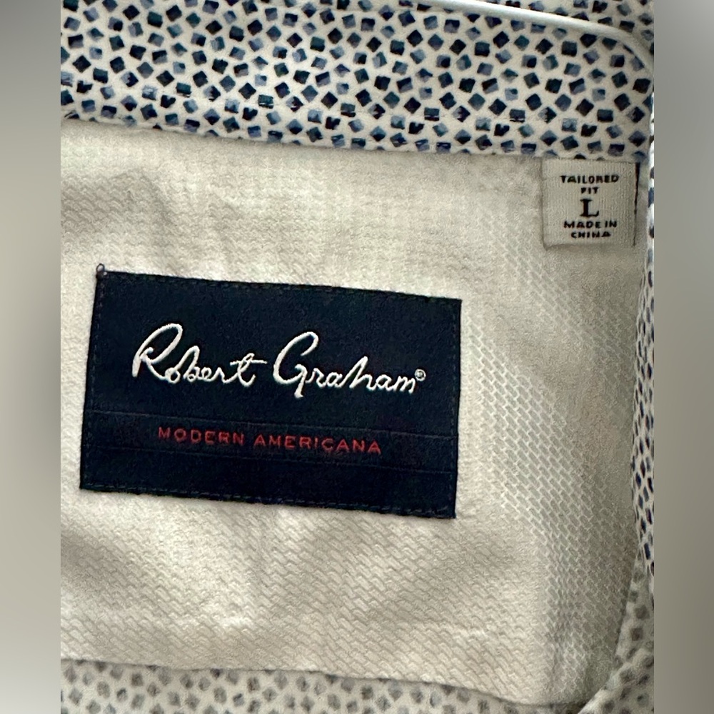 Robert Graham White and Navy Microdot Dress Shirt - Picture 6 of 14